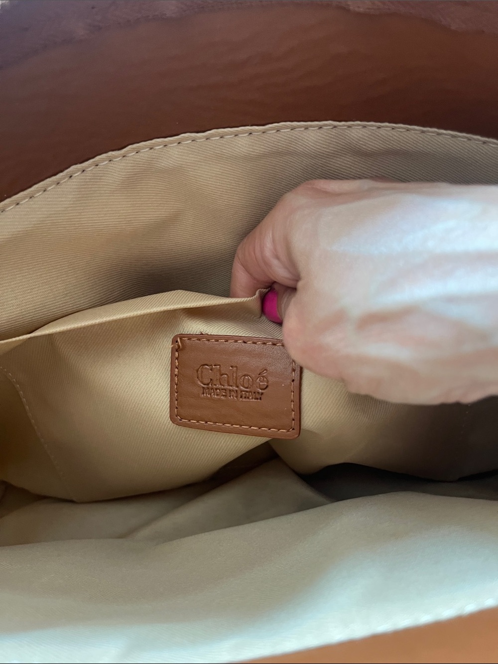Chloé Cream Canvas Tote with Brown Trim and Logo Straps- new!! - Picture 8 of 11
